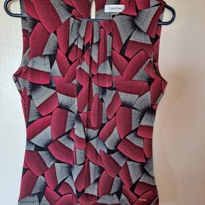 Calvin Klein Pink and Black Patterned Blouse